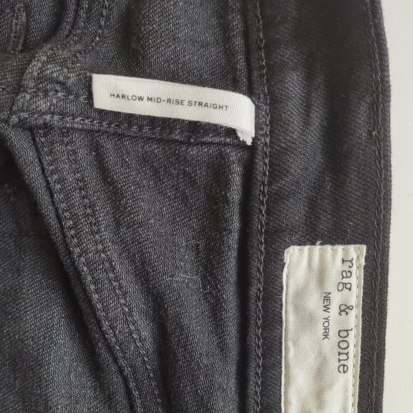 Rag & Bone Harlow Black Ankle Jeans Straight Leg Mid-Rise  Size 25 - Picture 10 of 12